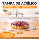 Cúpula Tampa 23cm Acrílico Para Porta Bolo Boleira Protetor Para Alimentos