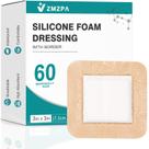 Curativo de Espuma de Silicone ZMZPA com Borda de 7,5 cm - Pacote com 60 Unidades