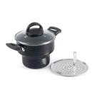 Cuscuzeira Antiaderente Tampa Vidro 16cm Preto Nacional