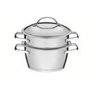 Cuscuzeira Cozi-vapore Allegra Em Aço Inox Com Fundo Triplo 16cm 2 Peças - Tramontina 65650050