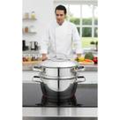 Cuscuzeira Inox Fundo Triplo 16cm 2 Peças Cinza