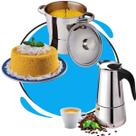 Cuscuzeira Nordestina Inox 16cm + Cafeteira Italiana Expresso 6 Xícaras indução elétrico