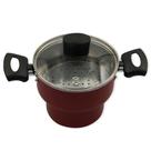 Cuscuzeiro Enjoy Antiaderente 14cm Vermelho com Tampa de Vidro Qualidade e praticidade para sua cozinha