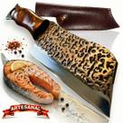 Cutelo Chef Profissional Aço Inox Full Tang Churrasco Peixe