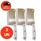 Cutelo Machadinha Inox 6 Polegada Profissional Chef Facão Cozinha Açougueiro Cabo Branco Churrasco C