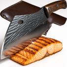 Cutelo Profissional de Cabo Madeira Full Tang Corte Preciso Lâmina Cozinha Churrasco Bainha Couro Cutelo Profissional de Cabo Madeira Full Tang Corte Preciso Lâmina Cozinha Churrasco Bainha Couro