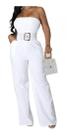 D1103-Macacão Feminino Longo Pantalona sem alça Branco 530q