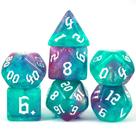 Dados de RPG - Conjunto 7 Dados Glitter - Ciano e Lilás - Dragonborn