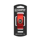 Damper Em Couro E Tag Em Metal Vermelho Metálico