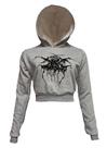 Darkthrone- Cropped Moletom Cinza Mescla Com Capuz