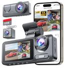 Dash Cam Veqotya de 3 canais 1080P WiFi com cartão de 32 GB e tela de 2,0"