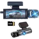 Dash Cam Wkreuoar 1080P frontal e interno com cartão de 64GB