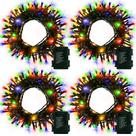 DealBeta 4 Paquetes de Luces Navideñas a Batería, 50 LEDs, Cuerda Verde Oscuro 5 m con Temporizador Automático y 8 Modos para Decoración Interior y Exterior (RGBY)