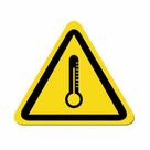 Decalque de vinil autoadesivo com sinal de aviso de temperatura 10x10cm