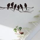 Decalque Vinil Pássaros Galho Silhueta Minimalista Decoração Paredes Pintadas Azulejos Vidros Box