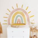 Decalques de parede astrkiz em tecido grande em aquarela Boho Half Sun