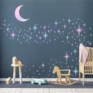 Decalques de parede Easma Retro Star Sparkle Rainbow Kids Room Decor
