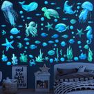 Decalques de parede impermeáveis Sinekong Ocean Fish Glow in Dark