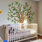 Decalques de parede Runtoo Large Tree Green Plants Jungle Kids Room