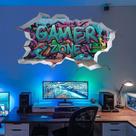 Decalques de parede ToArti 3D Game Gamer Zone Videogame Kids Room
