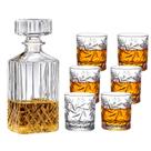 Decanter Garrafa Whisky Licor Vidro Luxo 6 Copos Relevo 280ml Decanter Garrafa Whisky Licor Vidro Luxo 6 Copos Relevo 280ml
