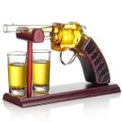 Decanter Whisky Tequila Formato Revolver Com 2 Copos Shot Presente Criativo