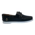 Deckshoes Samello Isla Masculino Couro Preto Mocassim Nautico -