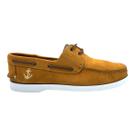 Deckshoes Samello Reef Masculino Couro Nobuck Camel Café Mocassim Náutico Âncora