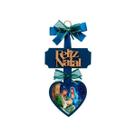 Decoração Adorno De Porta Coração Azul Feliz Natal