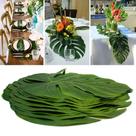 Decoração artificial de folha de palmeira: 12 peças de folhas tropicais