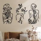 Decoração artística de parede de metal, 3 peças, linha feminina abstrata minimalista