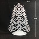 Decoração Árvore de Natal Vazada com estrelas na cor prata em mdf de 3mm altura 26cm