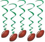 Decoração: Beistle Football Whirls, plástico metálico de 5 unidades