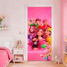 Decoração Capa de Porta Painel Influenciadora Infantil Os Rosas Tecido Veste Fácil com Elástico
