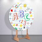 Decoração com capa painel redondo Abc Numeros e Letras festa infantil tamanhos grande e mini
