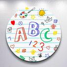 Decoração com capa painel redondo Abc Numeros e Letras festa infantil tamanhos grande e mini
