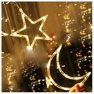 Decoração Cortina Varal Cordão Fio de Luzes Lâmpadas Estrela Lua Céu Led Natal Enfeite 2,5m