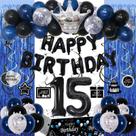 Decoração de Aniversário de 15 Anos - Tema Azul e Preto