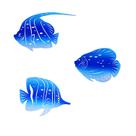 Decoração de arte de parede BVLFOOK Sea Fish Metal Hanging Blue 23 cm, conjunto de 3