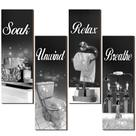 Decoração de banheiro, arte de parede Honoson Soak Unwind Relax Breathe, 4 unidades