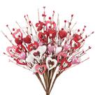 Decoração de Dia dos Namorados Ouddy Decor Artificial Hearts Berry Stems x8