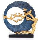 Decoração de escultura: DOVDOV, resina de pássaro, azul, ouro, 24 cm