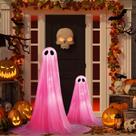 Decoração de fantasmas ao ar livre de Halloween GlexpFesti 91 e 46 cm
