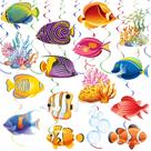 Decoração de festa HSDSH Tropical Fish Hanging Swirls x36