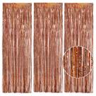 Decoração de festa TONIFUL Laser Rose Gold Door Streamers x3 3m x 2m
