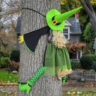 Decoração de Halloween Crashing Witch HOIIOH 53 Green Witch