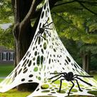 Decoração de Halloween de teia de aranha gigante de 800 pés quadrados branca brilhante