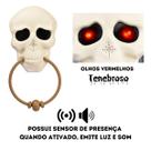 Decoração de Halloween Enfeite Porta Campainha Caveira Com Som e Luz