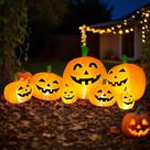 Decoração de Halloween inflável com canteiro de abóboras de 8 pés com LED