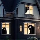 Decoração de janela Mindsoft Halloween Ghost Silhouette 80x120cm